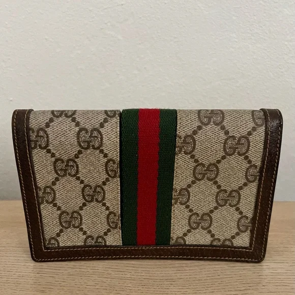 Vintage Gucci GG Monogram Canvas Leather Clutch Wallet - Picture 2 of 16